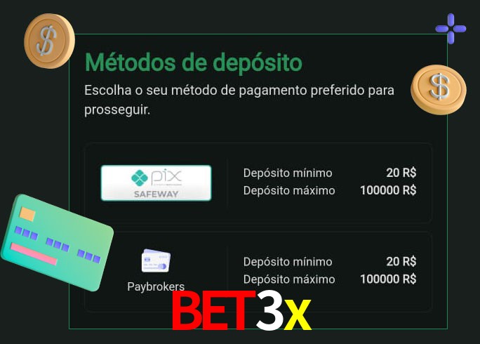 O cassino bet3x oferece uma grande variedade de métodos de pagamento